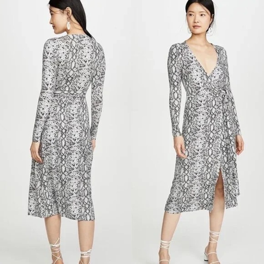 Good American Black & White Snake Print The Runaround Wrap Dress Size 1 S Career